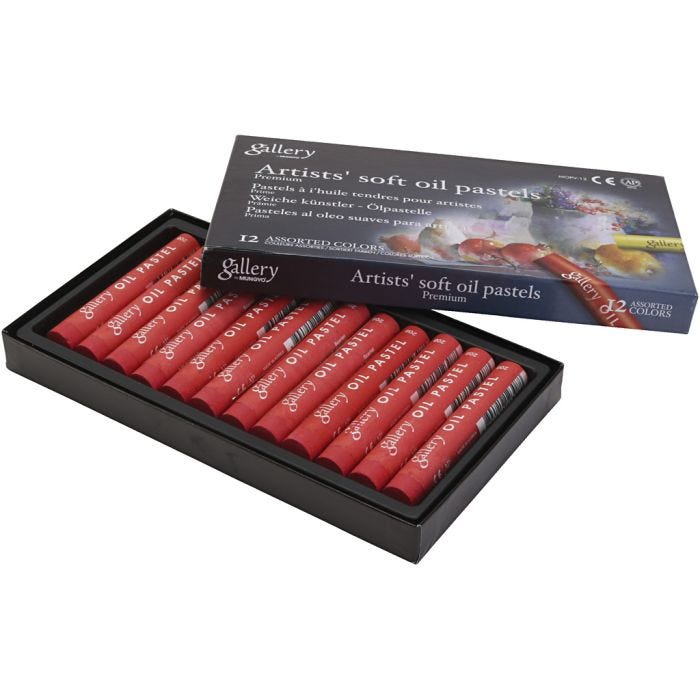 Gallery Oljepastell, L: 7 cm, dia. 11 mm, tykkelse 11 mm, skarlagen, 12 stk./ 1 pk.