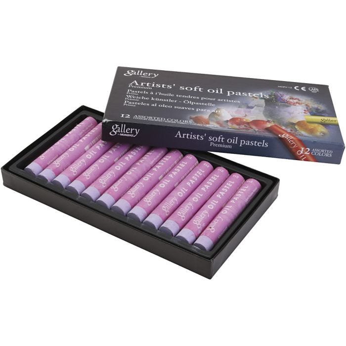 Gallery Oljepastell, L: 7 cm, dia. 11 mm, tykkelse 11 mm, lys lilla, 12 stk./ 1 pk.