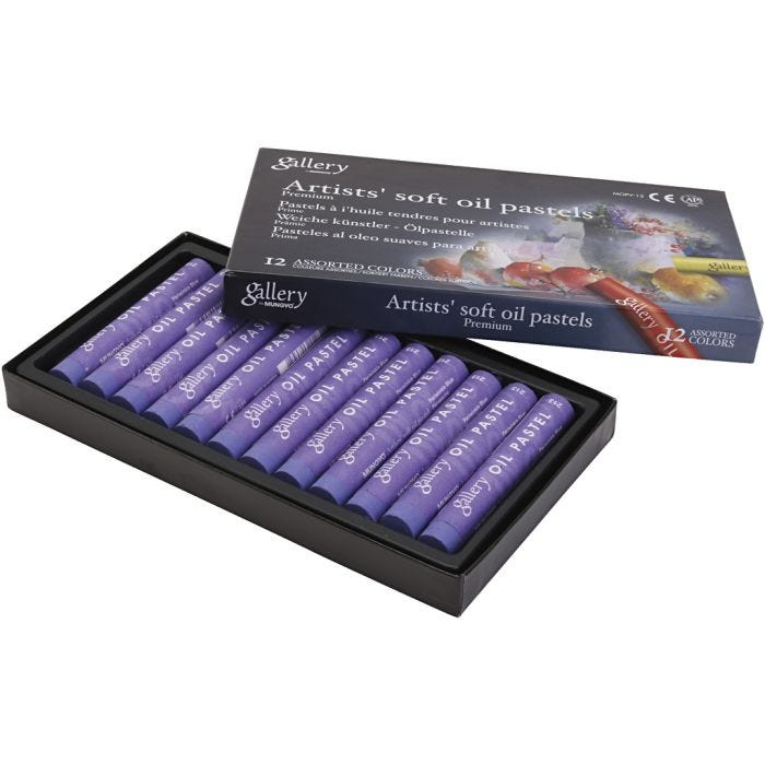 Gallery Oljepastell, L: 7 cm, dia. 11 mm, tykkelse 11 mm, violet, 12 stk./ 1 pk.