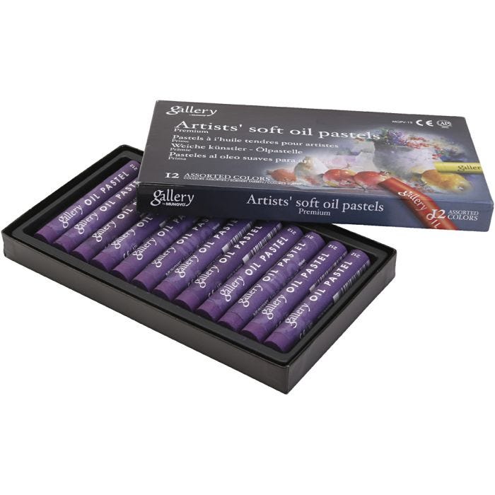 Gallery Oljepastell, L: 7 cm, dia. 11 mm, tykkelse 11 mm, violet, 12 stk./ 1 pk.