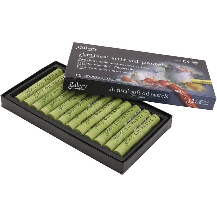 Gallery Oljepastell, L: 7 cm, dia. 11 mm, tykkelse 11 mm, oliven, 12 stk./ 1 pk.