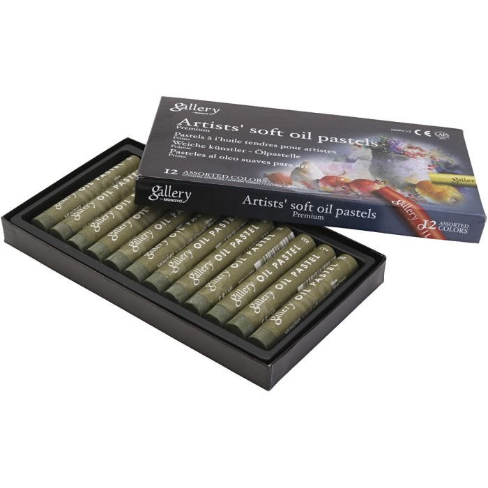 Gallery Oljepastell, L: 7 cm, dia. 11 mm, tykkelse 11 mm, oliven, 12 stk./ 1 pk.