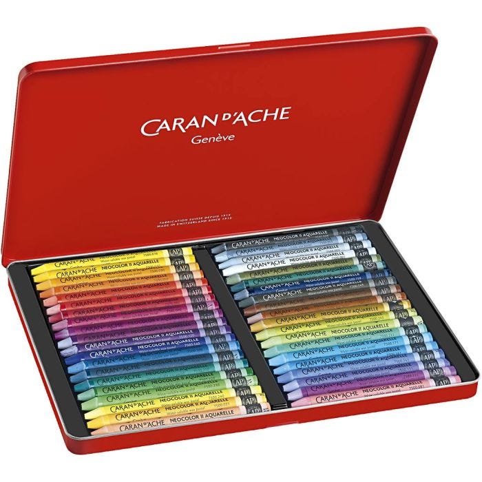 CARAN D’ACHE Neocolor II, klassesett, L: 10 cm, tykkelse 8,5 mm, ass. farger, 40 ass./ 1 pk.