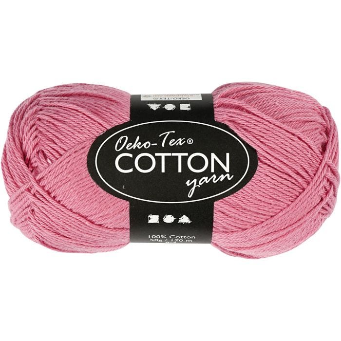 Bomullsgarn, nr. 8/4, L: 170 M, mørk rosa, 50 g/ 1 nst.
