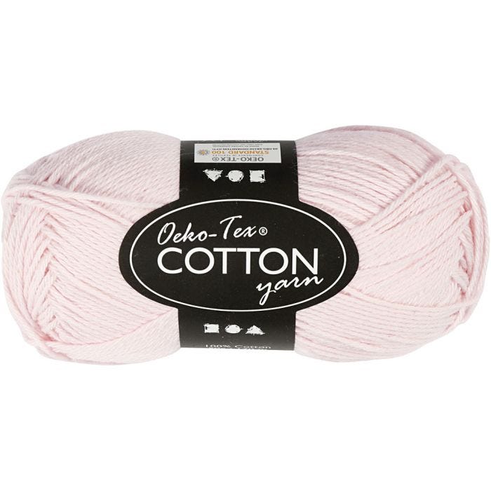 Bomullsgarn, nr. 8/4, L: 170 M, støvete rosa, 50 g/ 1 nst.
