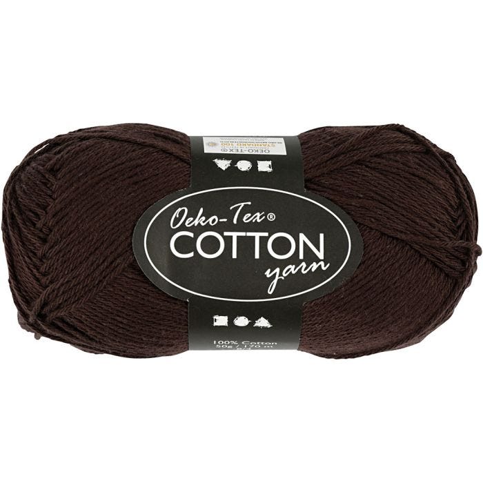 Bomullsgarn, nr. 8/4, L: 170 M, mørk brun, 50 g/ 1 nst.