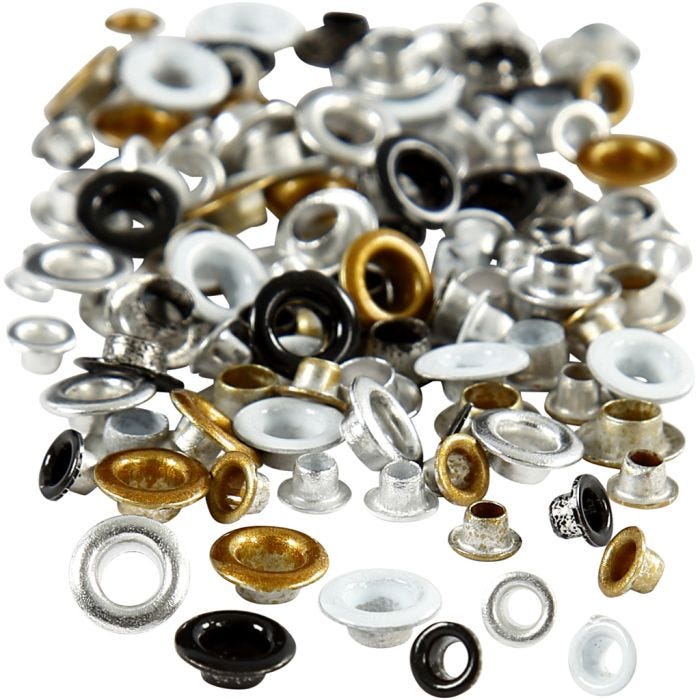 Snøreringer, H: 2,9+3,15 mm, dia. 5+8 mm, hullstr. 3,2+4,8 mm, 120 stk./ 1 pk.