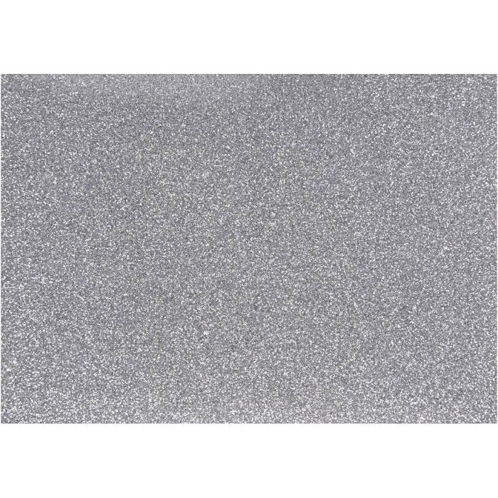 Strykestoff, A5, ark 148x210 mm, glitter, sølv, 1 ark