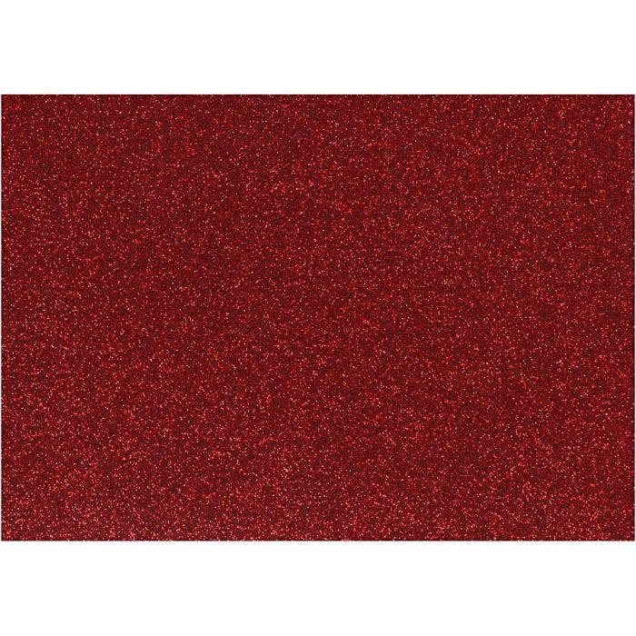 Strykestoff, A5, ark 148x210 mm, glitter, rød, 1 ark