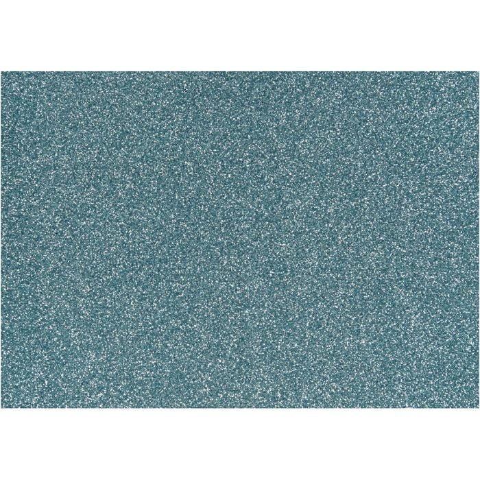 Strykestoff, A5, ark 148x210 mm, glitter, lys blå, 1 ark