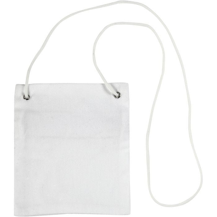 Lommebok med nakkesnor, str. 13x15 cm, 210 g, hvit, 1 stk.