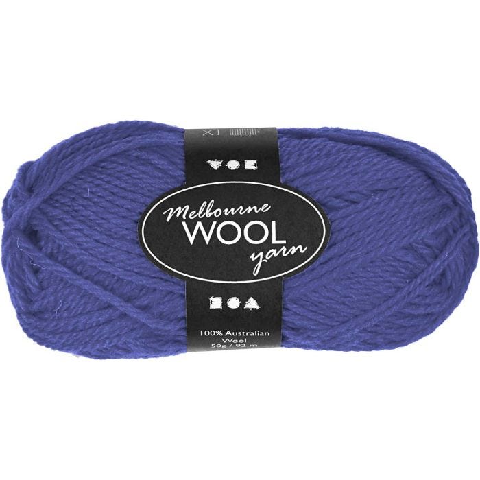 Melbourne Wool Yarn, L: 92 M, blå, 50g/ 1 nst.