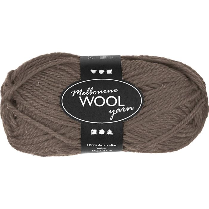 Melbourne Wool Yarn, L: 92 M, pinne 4-5,5, grå brun, 50 g/ 1 nst.