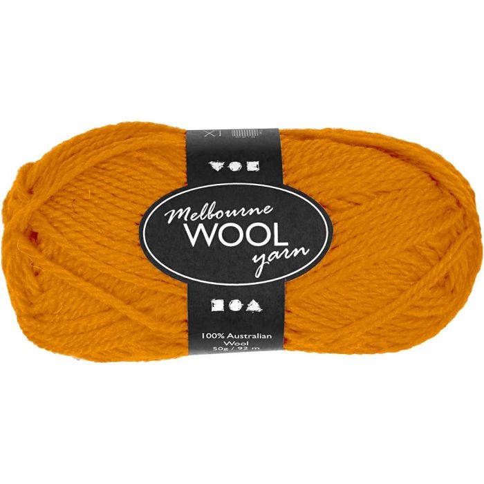 Melbourne Wool Yarn, L: 92 M, oker, 50 g/ 1 nst.