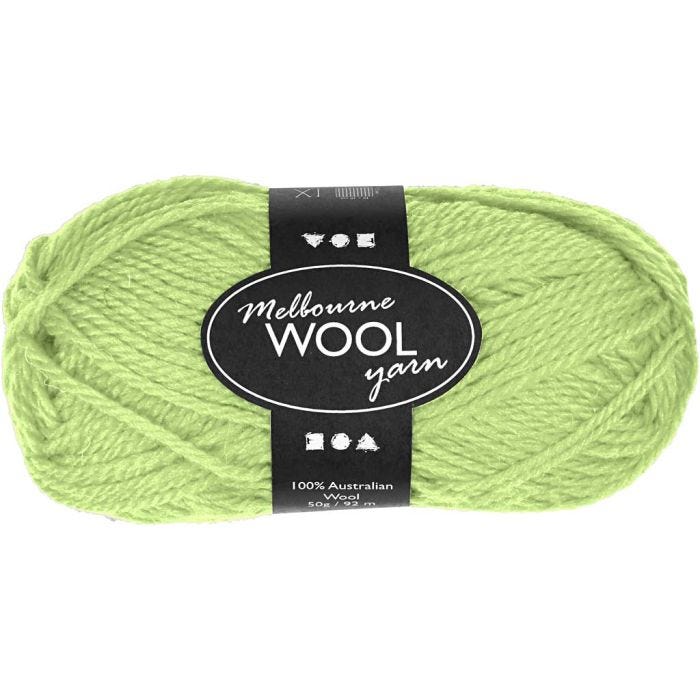 Melbourne Wool Yarn, L: 92 M, neon grønn, 50g/ 1 nst.