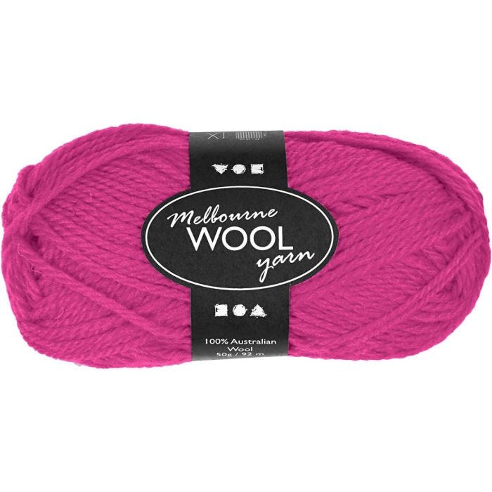 Melbourne Wool Yarn, L: 92 M, neon pink, 50 g/ 1 nst.