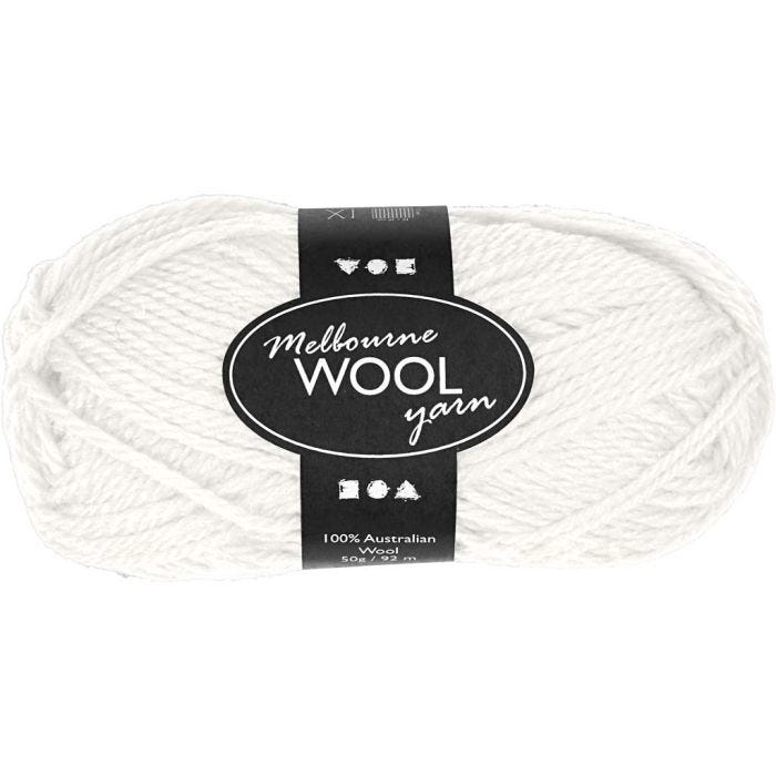 Melbourne Wool Yarn, 92 M, råhvit, 50g/ 1 nst.