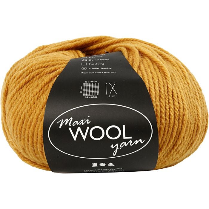 Ullgarn, L: 125 M, mørk gul, 100 g/ 1 nst.