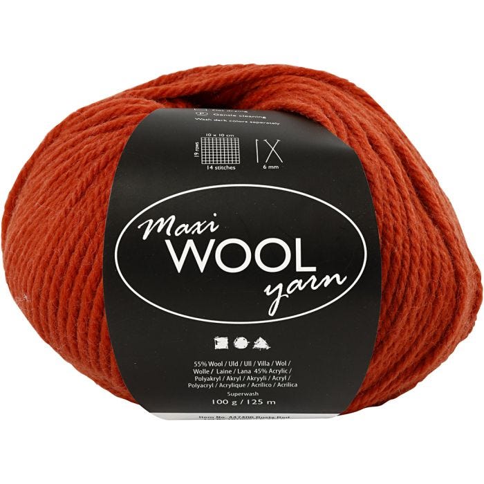 Ullgarn, L: 125 M, rustrød, 100 g/ 1 nst.