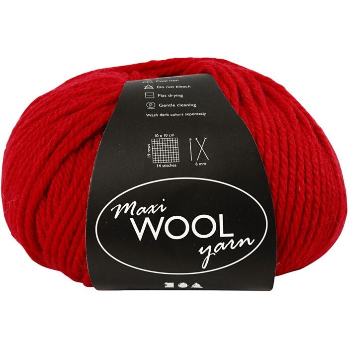 Ullgarn, L: 125 M, rød, 100 g/ 1 nst.