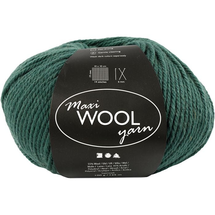 Ullgarn, L: 125 M, grønn, 100 g/ 1 nst.