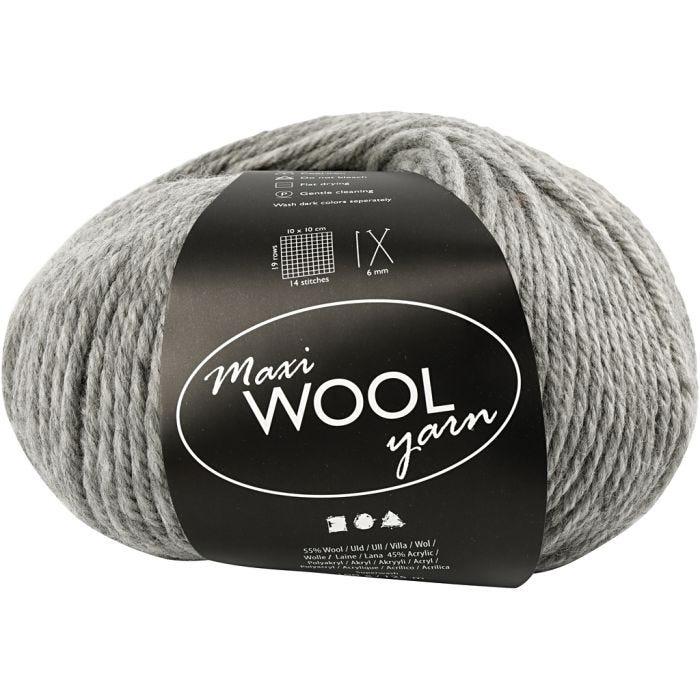Ullgarn, L: 125 M, gråmelert, 100 g/ 1 nst.