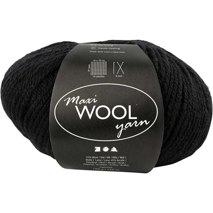Ullgarn, L: 125 M, svart, 100 g/ 1 nst.