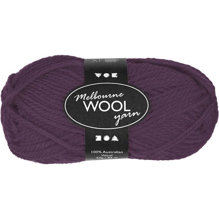 Melbourne Wool Yarn, 92 M, lilla, 50g/ 1 nst.
