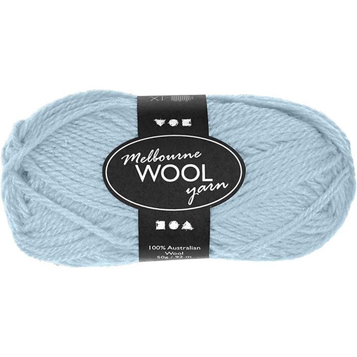 Melbourne Wool Yarn, L: 92 M, lys turkis, 50 g/ 1 nst.