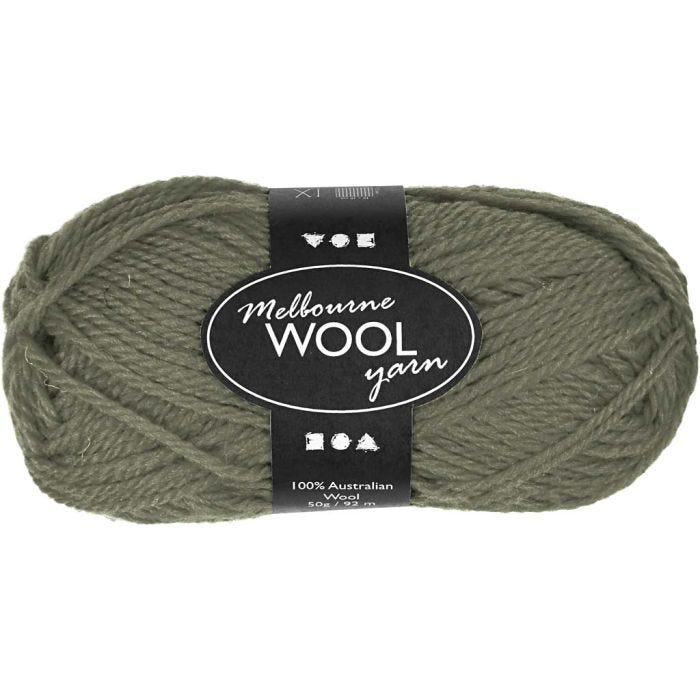 Melbourne Wool Yarn, L: 92 M, mørk grønn, 50g/ 1 nst.