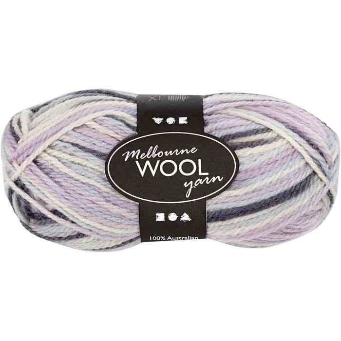 Melbourne Wool Yarn, L: 92 M, pastelllilla, 50 g/ 1 nst.