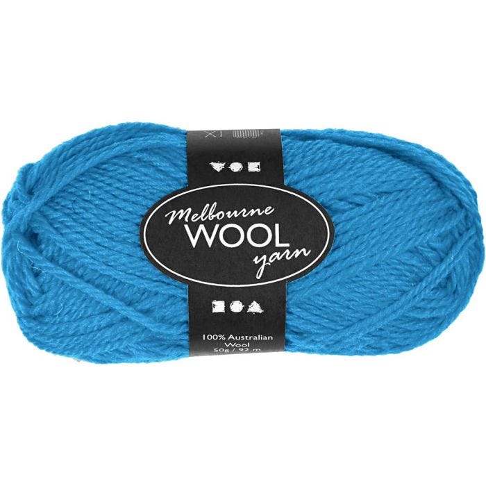Melbourne Wool Yarn, L: 92 M, lys blå, 50 g/ 1 nst.