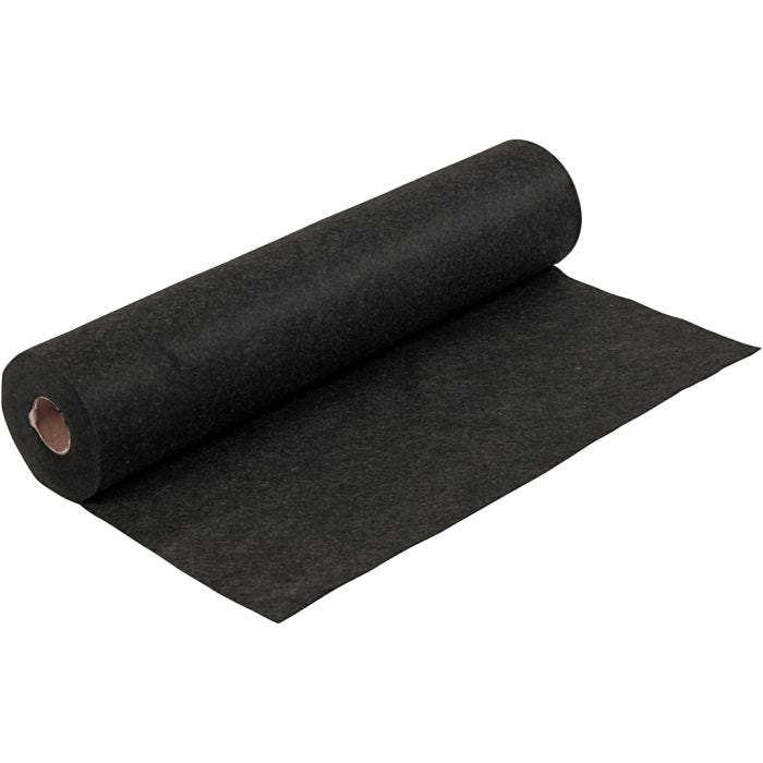 Hobbyfilt, B: 45 cm, tykkelse 1,5 mm, melert, 180-200 g, svart, 5 m/ 1 rl.