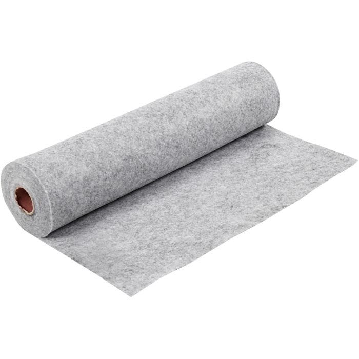 Hobbyfilt, B: 45 cm, tykkelse 1,5 mm, melert, 180-200 g, grå, 5 m/ 1 rl.