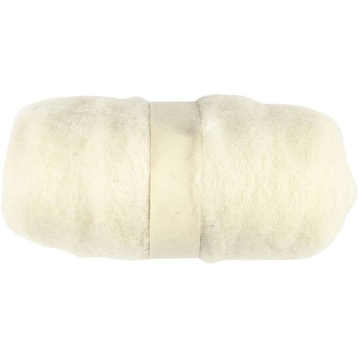 Kardet Ull, hvit, 100 g/ 1 bunt