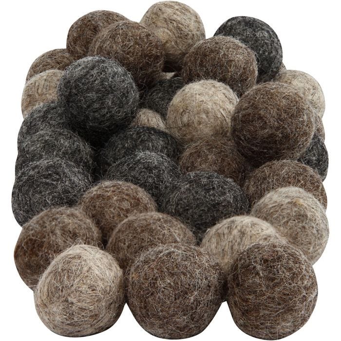 Filtkuler, dia. 20 mm, natur, 64 stk./ 1 pk.