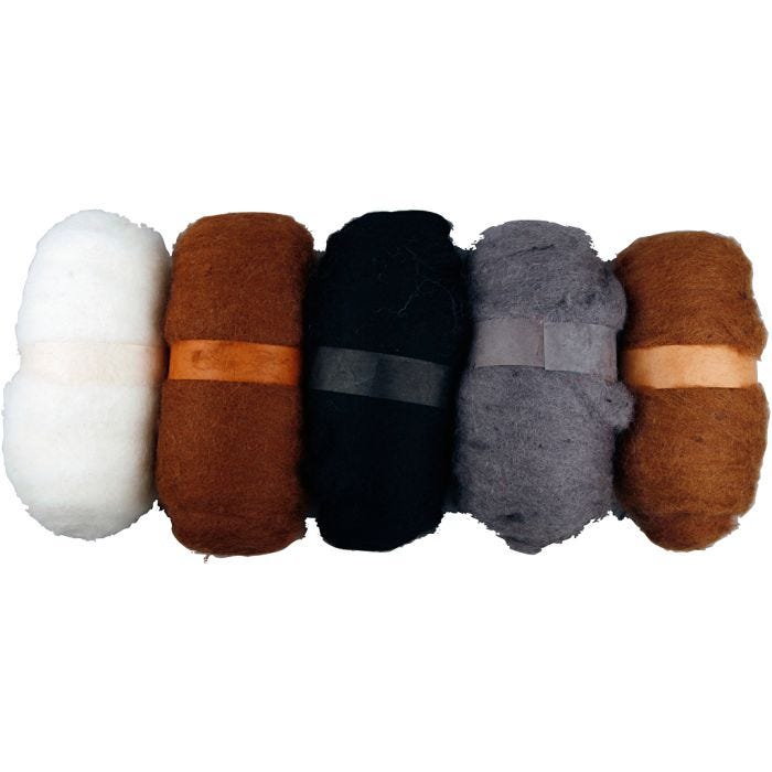 Kardet Ull, natur, 5x100g/ 1 pk.