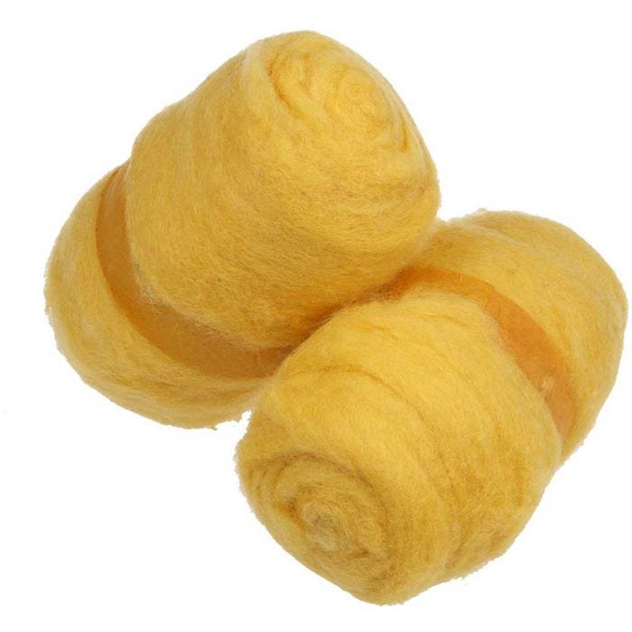 Kardet Ull, gul, 2x100g/ 1 bunt