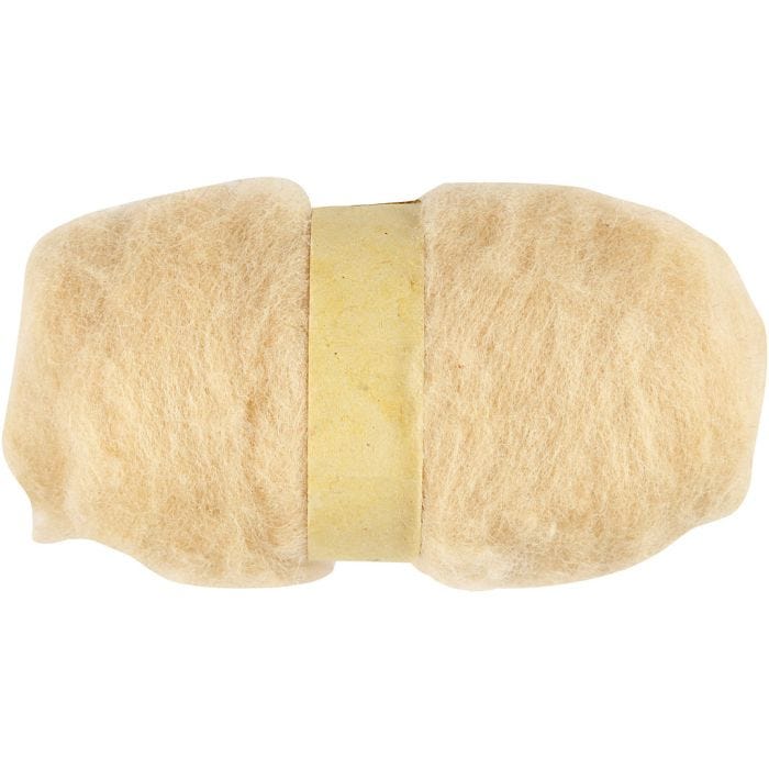 Kardet Ull, lys pulver, 100g/ 1 bunt