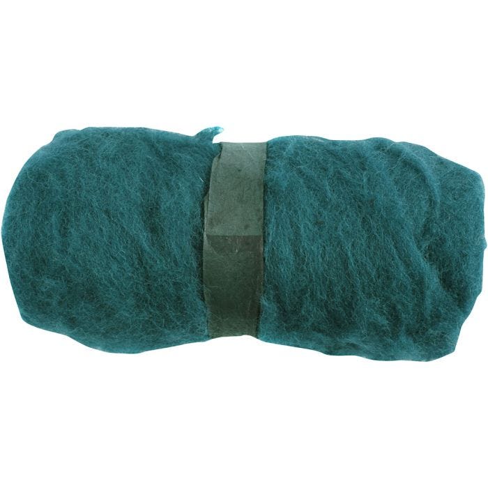 Kardet Ull, grønn, 100 g/ 1 bunt