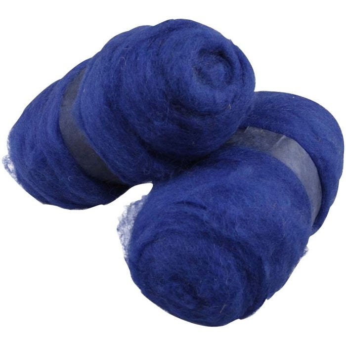 Kardet Ull, kongeblå, 2x100 g/ 1 pk.