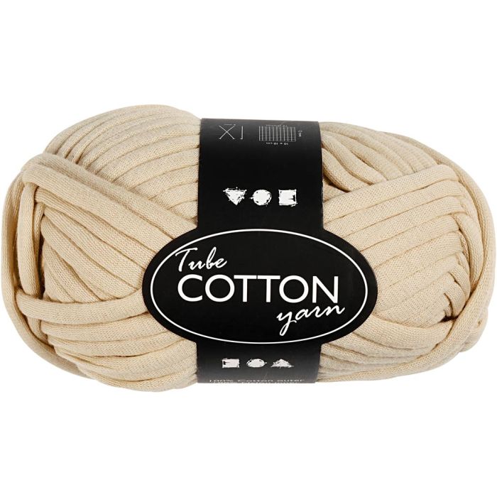 Tubegarn, L: 45 M, pinne 10-12, beige, 100 g/ 1 nst.