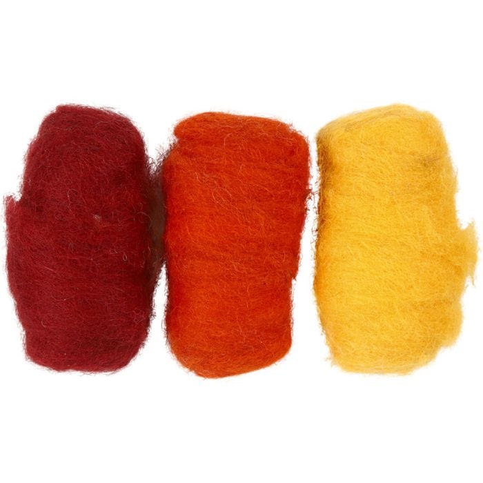 Kardet Ull, gul/terrakotta harmoni, 3x10 g/ 1 pk.