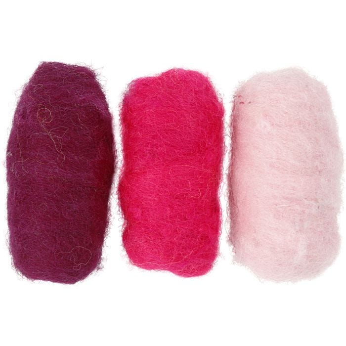 Kardet Ull, lilla/pink harmoni, 3x10 g/ 1 pk.