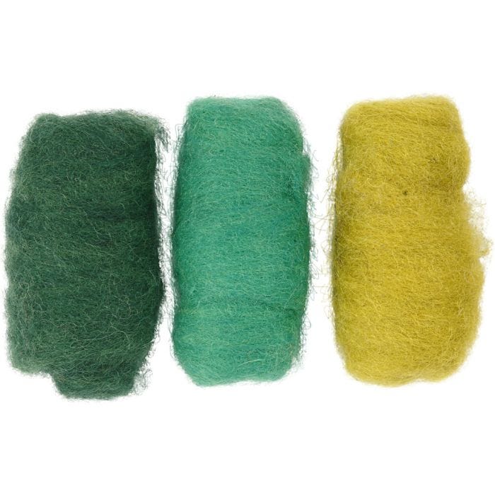 Kardet Ull, grønn/turkis harmoni, 3x10 g/ 1 pk.