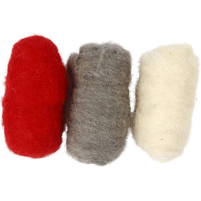 Kardet Ull, rød/hvit harmoni, 3x10 g/ 1 pk.
