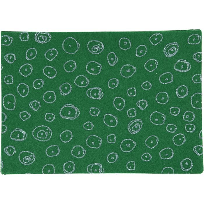 Hobbyfilt, A4, ark 210x297 mm, tykkelse 1 mm, grønn, 10 ark/ 1 pk.