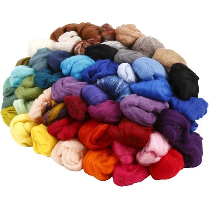 Merinoull, tykkelse 21 my, Innhold kan variere , ass. farger, 20x20 g/ 1 pk.