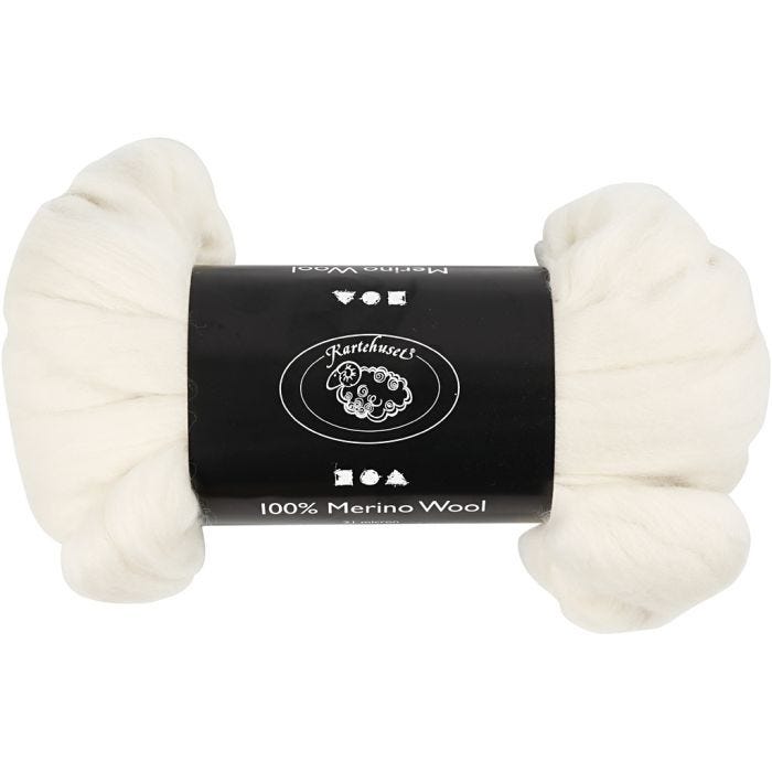 Merinoull, tykkelse 21 my, råhvit, 100 g/ 1 pk.