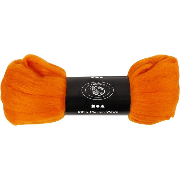 Merinoull, tykkelse 21 my, orange, 100 g/ 1 pk.